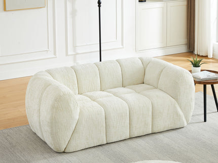 Quilted Cloud Sofa With Rounded Armrests And Piano Key Backrest Design