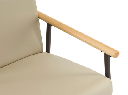 Mid Century Modern Counter Stool Set With Espresso Metal Frame - Khaki