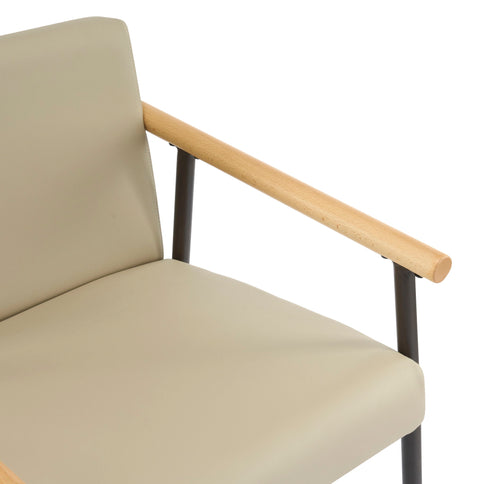Mid Century Modern Counter Stool Set With Espresso Metal Frame - Khaki