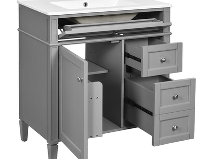 Bathroom Vanity With Top Sink, 2 Drawers & Tip Out Drawer