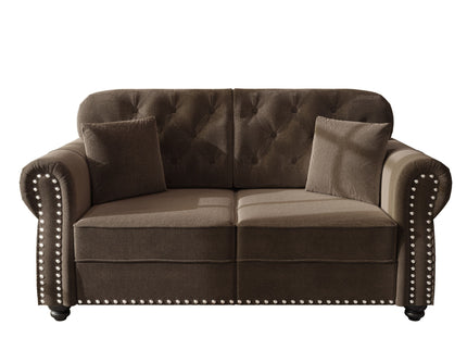 Upholstered Sofa Set With Nailhead Trim And Rolled Armrests, Includes Pillows