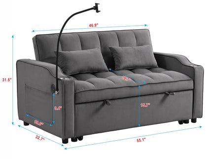 Sofa Bed With Trundle For Small Rooms - Dark Gray