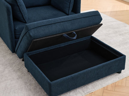 Oversized Deep Seat Accent Chair With Matching Storage Ottoman & Throw Pillows