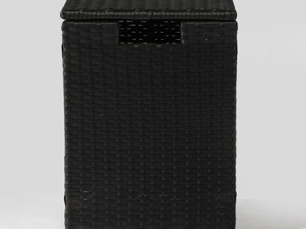 32" Propane Gas Fire Pit Table With Propane Tank Cover, 50000 Btu Rectangular Steel Fire Pit With Beautiful Wicker Base
