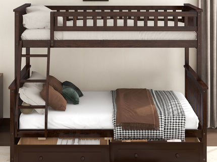 Bunk Bed With Drawers, Convertible Storage Bed