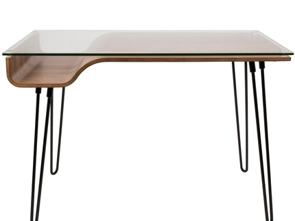 Avery - Mid-Century Modern Desk - Walnut / Clear / Black