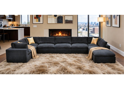 Custom Configuration Modular Sectional With Toss Pillows
