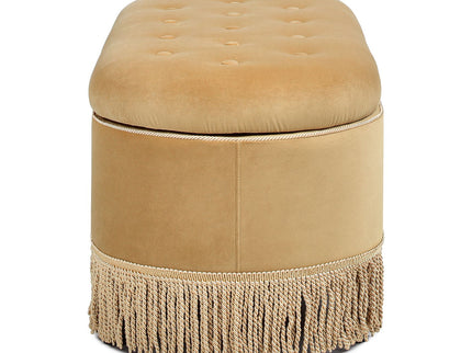 Melinda - Oval Tufted Bullion Fringe Storage Bench