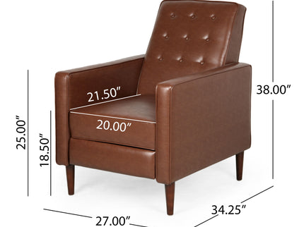 Mid-Century Modern Recliner With Button Tufted Waffle Stitch