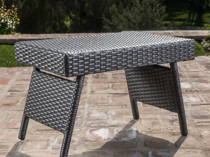 Outdoor Wicker Table With Rectangular Tabletop - Gray