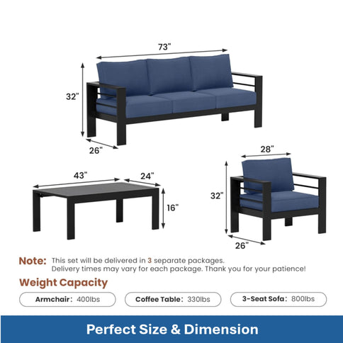 Outdoor Patio Set, All-Weather, Thick Cushions