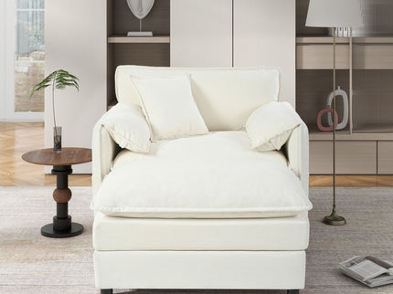 Oversized Chair With Movable Ottoman, Soft Upholstered Lounge Chair