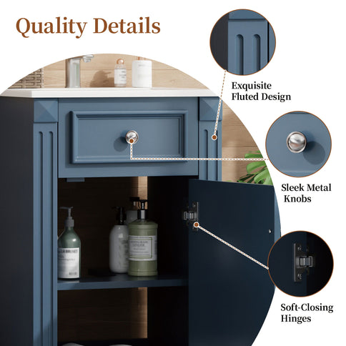 Bathroom Vanity With Sink, Soft-Closing Door, Adjustable Shelf