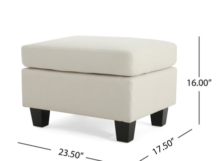 Springfield - Ottoman Contemporary Design Fabric Birch Wood Legs - Beige