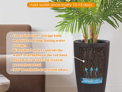 Tall Planters Set With Water Level Monitor And Auto Watering