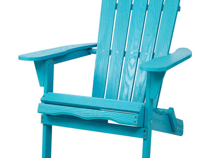 Outdoor Folding Adirondack Chair Patio With Natural Grain Texture - Turquoise Blue