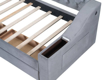 Upholstered Daybed With Storage Armrests And USB Port