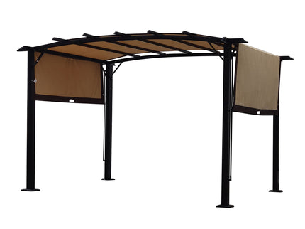 Outdoor Patio Pergola Gazebo - Steel Frame Sun Shelter With Retractable Canopy