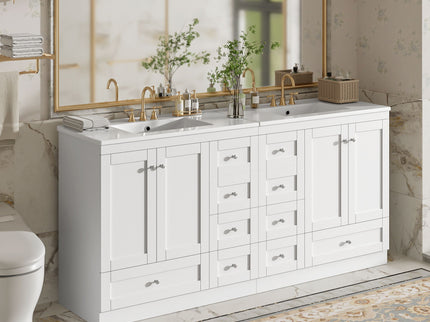 Shaker Free Standing Bathroom Vanity Cabinet & Sink, Soft Close Drawers, Soft Close Doors