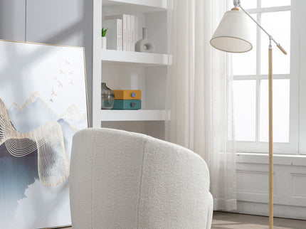 Teddy Fabric Swivel Accent Armchair Barrel Chair With Powder Coating Metal Ring