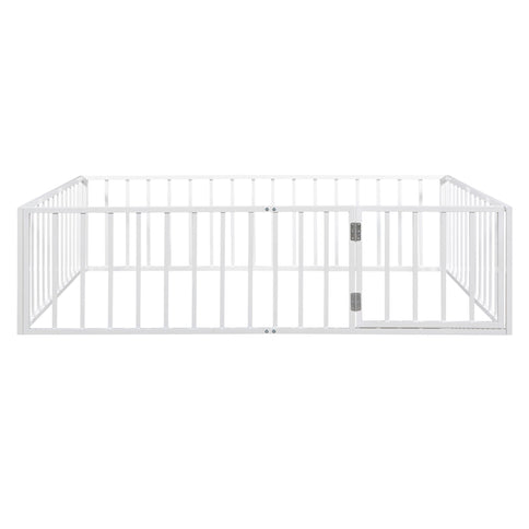 Metal Floor Bed Frame With Fence And Door