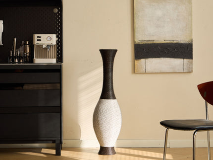 Tall Designer Floor Vase With Elegant 2 Tone
