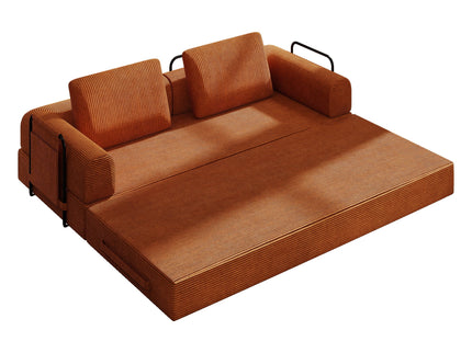 Convertible Sleeper Sofa Bed With Cylindrical Pillow, Fixed Shape Frame