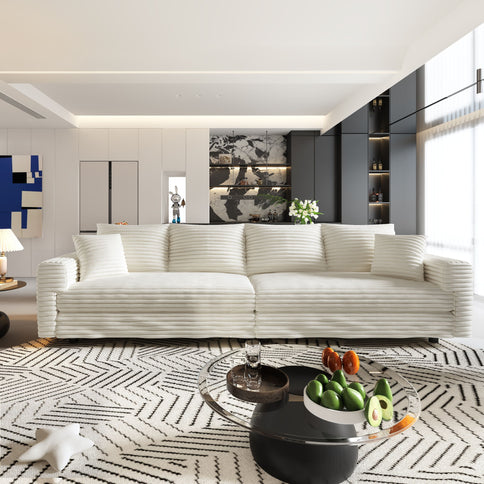 4 Seat Sofa, Modern Comfy Upholstered Sofa Cloud Couch, Deep Seat Couches With Soft Pillows