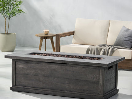 Transitional Rectangular Outdoor Propane Fire Pit With 50, 000 Btu