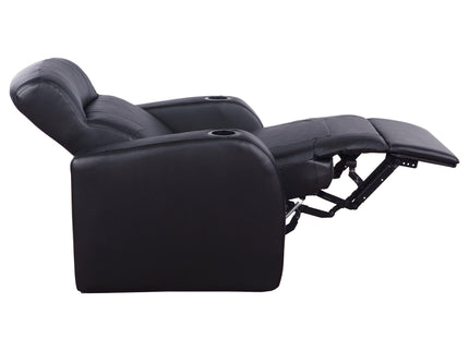 Greenfield - 4 Seater Home Theater With Wedge Console Recliners With Built In Storage And Cup Holders - Black