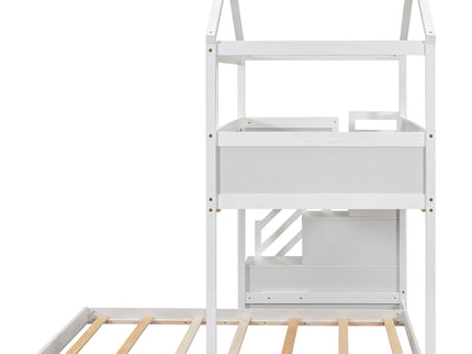 House Style Bunk Bed With Storage Staircase And board