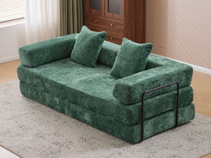 Convertible Floor Sofa Bed With Pillow Back Support Armrest