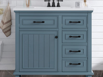 Modern Bathroom Vanity With Sink Top, Flip Drawers, Adjustable Shelf