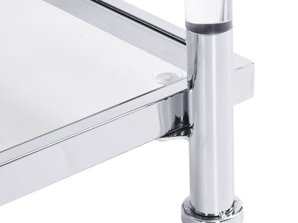 Chrome Glass Sofa Table, Acrylic Side Table, Console Table For Living Room & Bedroom - Chrome
