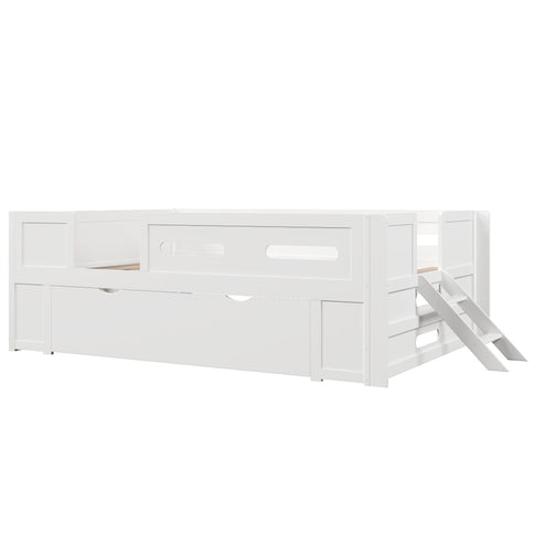 Platform Bed With Guardrail And Drawer
