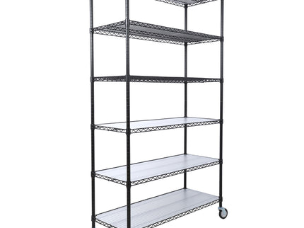 6 Tier 6000Lbs Capacity Nsf Metal Shelf Wire Shelving Unit, Heavy Duty Adjustable Storage Rack With Wheels & Shelf Liners For Commercial Grade Utility Steel Storage Rack
