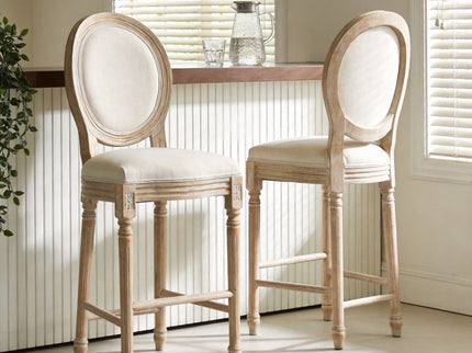 French Country Bar Chairs & Round Back (Set of 2)
