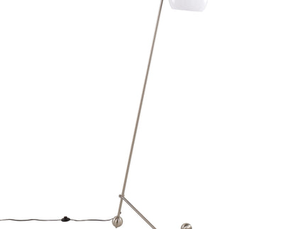 Eileen - Contemporary Floor Lamp - Nickel / White