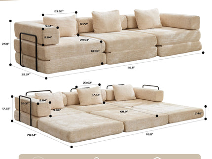 Convertible Floor Sofa Bed, Boneless Modular Sectional Sofa For Living Room