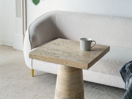 Square Side Table With Pedestal Base