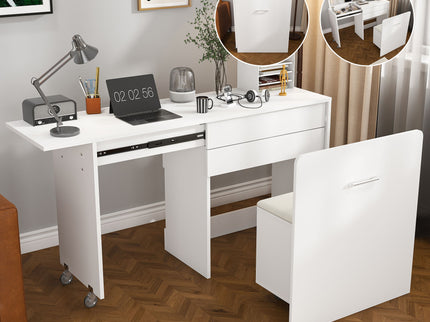 Folding Desk With Mirror And Storage Stol For Bedroom