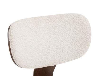 Modern Boucle Fabric Upholstered Side Chair, Bentwood Frame - White / Walnut