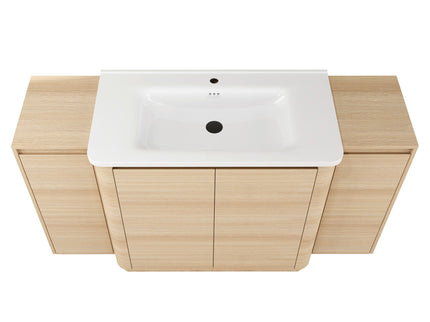 Freestanding Bathroom Vanity With Sink, 2 Small Storage Cabinets, Soft Close Doors