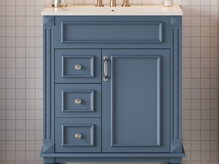 Bathroom Vanity With Sink, Compact Cabinet & 2 Drawers And Adjustable Shelf
