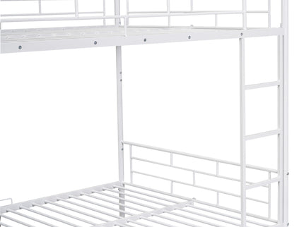 Metal Bunk Bed With Shelf And Guardrails