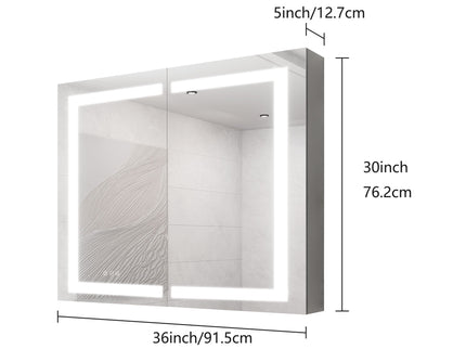 Medicine Cabinet With LED Vanity Mirror, Anti-Fog, Waterproof, Dimmable With Touch Switch