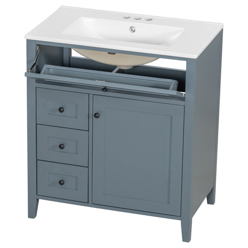 Bathroom Vanity With Sink, 3 Drawers And Adjustable Shelf, Freestanding Storage Unit