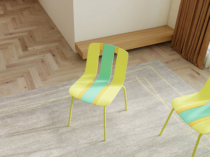 Modern Striped Blocking Single Chairs, Waterproof And Fade Resistant (Set of 4)