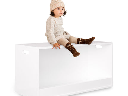 Open Toy Storage Box For Kids, Organizer Bin For Plush Toys, Books - White