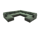 Dark Green / 3 Pc. Symmetrical Sectional Sofa, 2 Ottomans